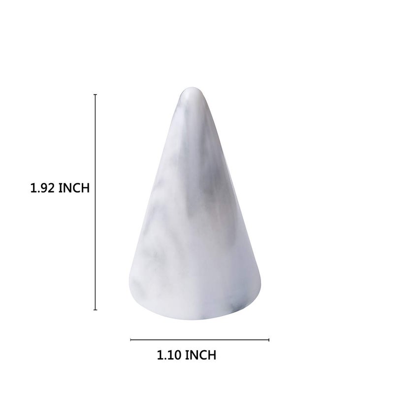 oskas Modern Marble Ring Holder Tower Ceramic Cone Shape Decorative Display Stand for Jewelry /Wedding Grey&Grey 2pcs set - Image 3